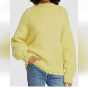 Equipment  Yellow Boat Neck Alpaca Fuzzy Textured Oversized Sweater XS